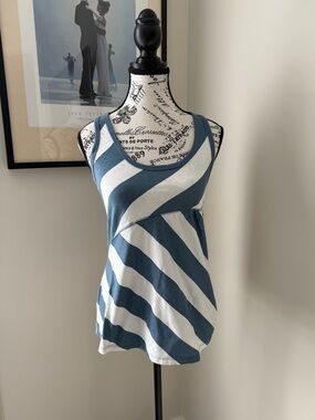 Roxy Blue and White Striped Racerback Tank